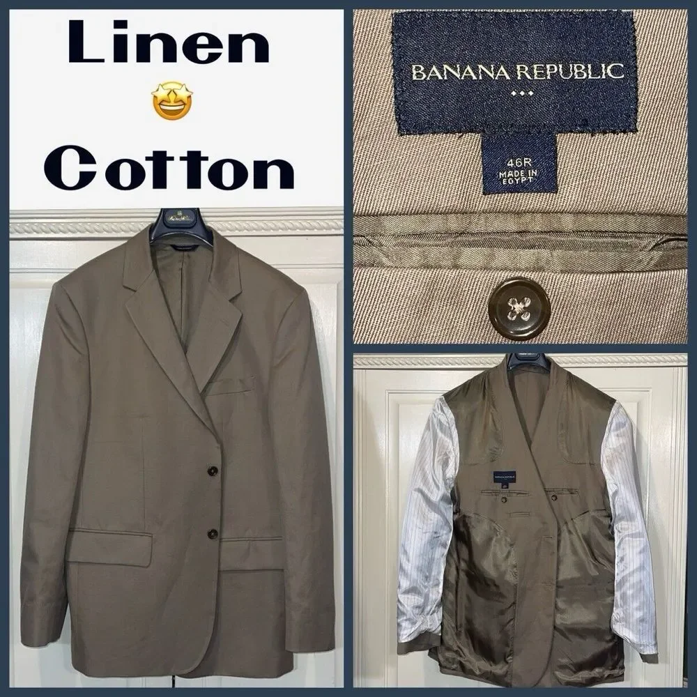 Banana Republic Blazer Men 46R Linen Blend Sport Coat‎ Jacket